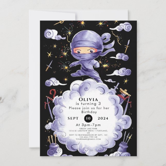 Invitation Anniversaire de Little Magical Ninja (Devant)