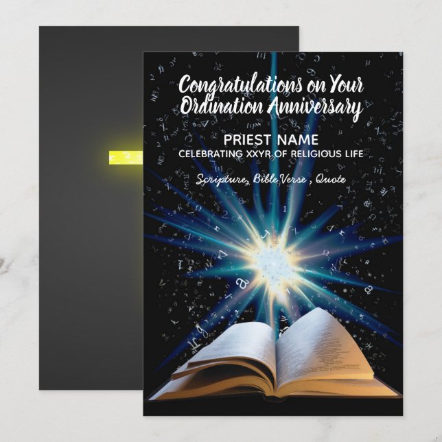 Invitation Anniversaire de l'ordre du prêtre - N'IMPORTE QUEL (Devant / Derrière)