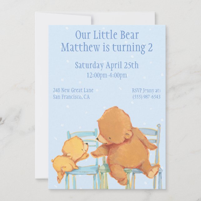 Invitation Anniversaire de l'ours Brown et de l'ours jaune (Devant)
