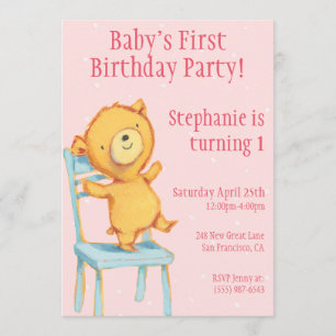 Invitation Anniversaire de l'ours jaune