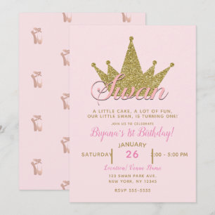 Invitation Anniversaire de l'Parties scintillant Swan Princes