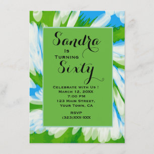 Invitation Anniversaire de l'Super Green Blue Tie Dye Swirl