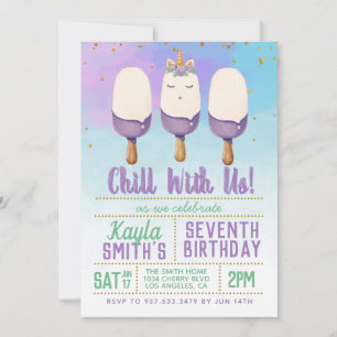 Invitation Anniversaire De L'Unicorn Popsicle
