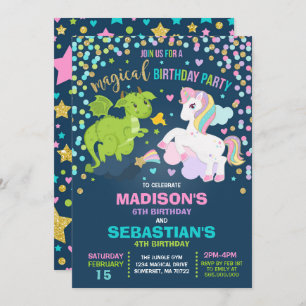 Invitation Anniversaire De L'Unicorne Et Du Dragon