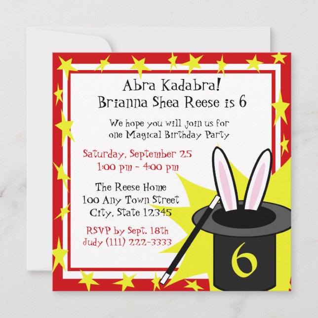 Invitation Anniversaire de Magic Me (Devant)