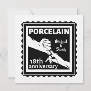 Invitation anniversaire de mariage 18 ans porcelaine traditio