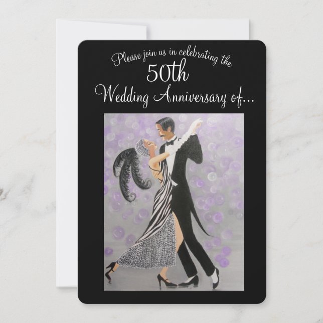 Invitation anniversaire de mariage 50 ans vintage (Devant)