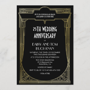 Invitation anniversaire de mariage Art Déco Gatsby