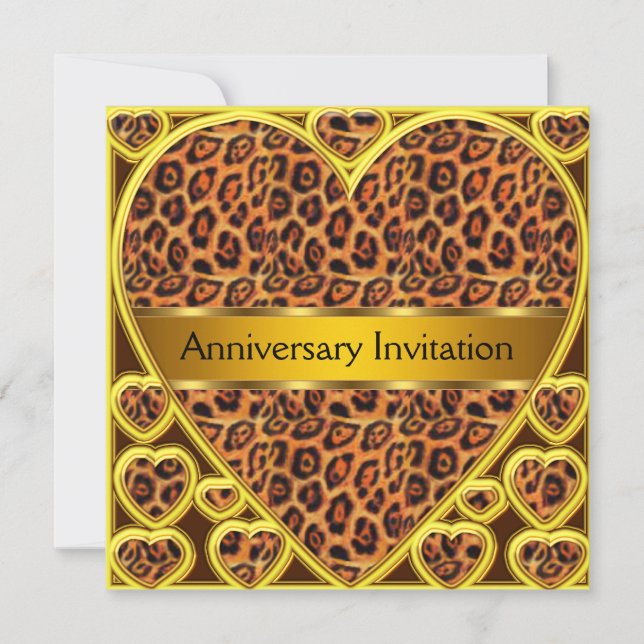 Invitation anniversaire de mariage Art Deco léopar (Devant)