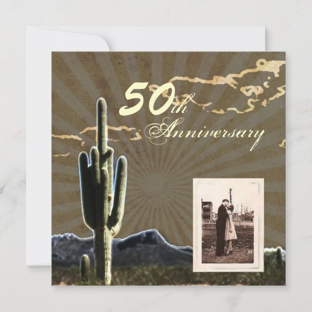 Invitation anniversaire de mariage de 50 ans cactus pays occi (Devant)