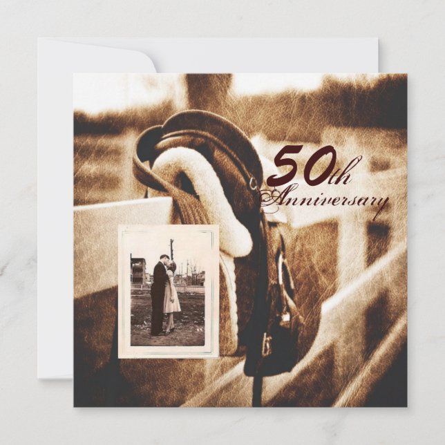 Invitation anniversaire de mariage de 50 ans cowboy western c (Devant)
