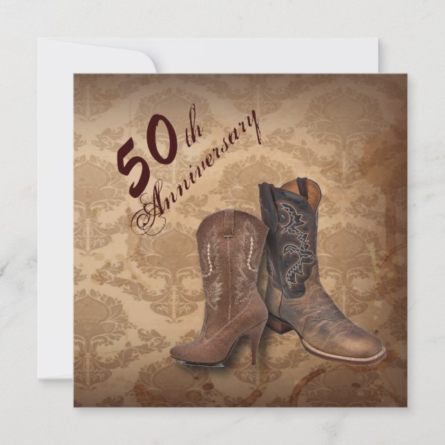 Invitation Anniversaire de mariage de 50 ans de Cowboy de pay (Devant)
