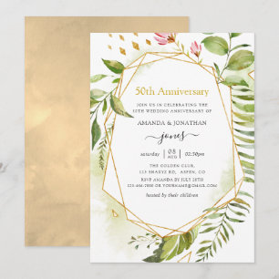 Invitation Anniversaire de mariage de 50 ans Geometric Crysta