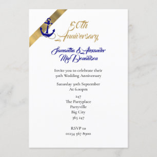 Invitation Anniversaire de mariage de 50 ans sur le thème de 