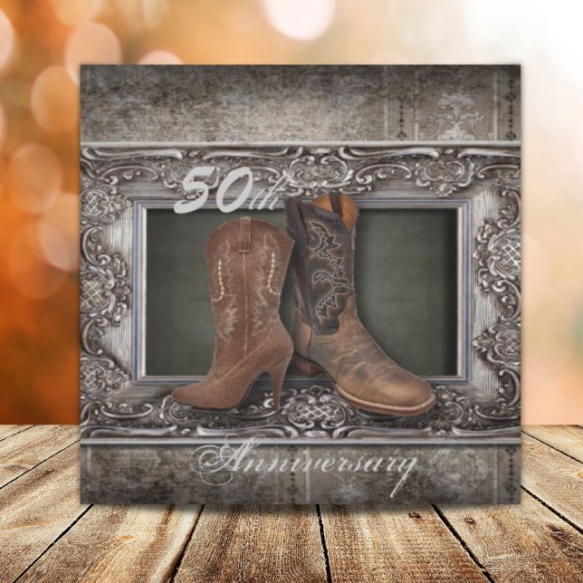 Invitation anniversaire de mariage de 50 ans western country  (cowboy western country 50th wedding anniversary invitation)