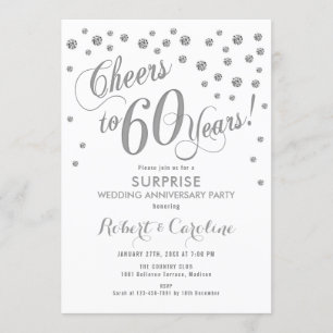 Invitation Anniversaire de Mariage de 60 ans de Surprise - Bl