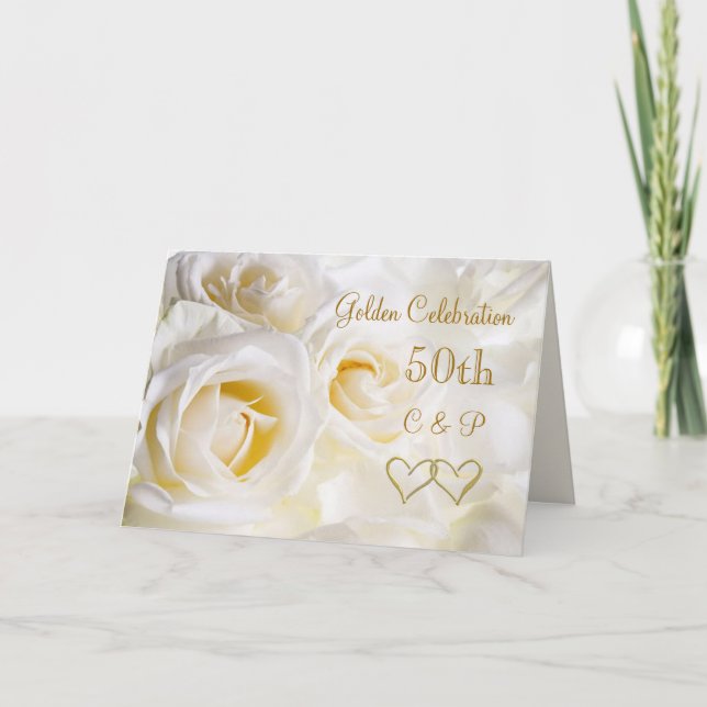 Invitation Anniversaire de mariage de roses blancs (Devant)