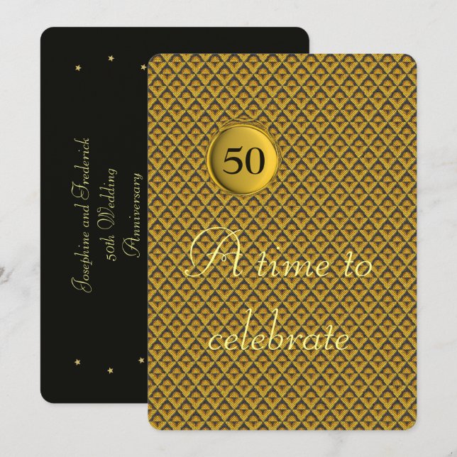 Invitation Anniversaire de mariage d'or (Devant / Derrière)