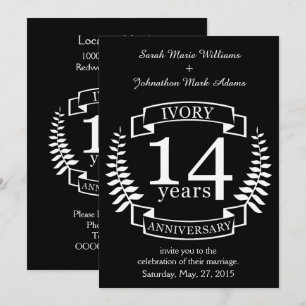 Invitation Anniversaire de mariage en ivoire 14 ans