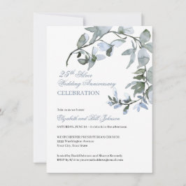 Invitation Anniversaire de mariage - Fleurs aquarelles bleues