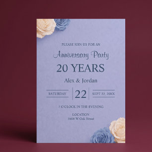 Invitation Anniversaire de mariage Rose Bleue