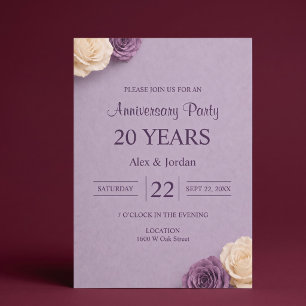 Invitation Anniversaire de mariage Rose Pourpre