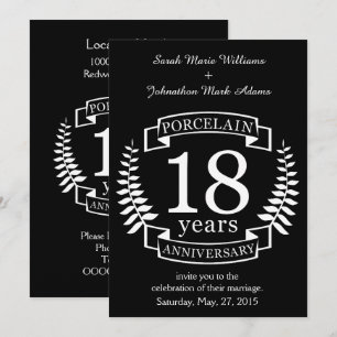 Invitation Anniversaire de mariage traditionnel en porcelaine