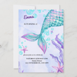 Invitation anniversaire de mermaid