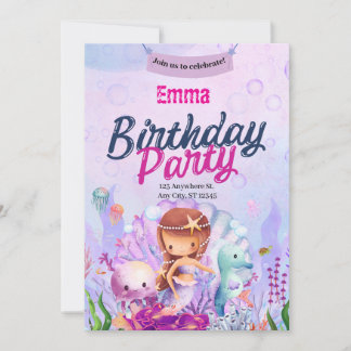 Invitation anniversaire de mermaid