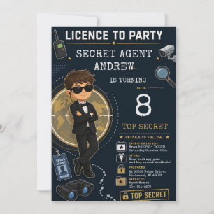 Invitation Anniversaire de mission d'espionnage secret person