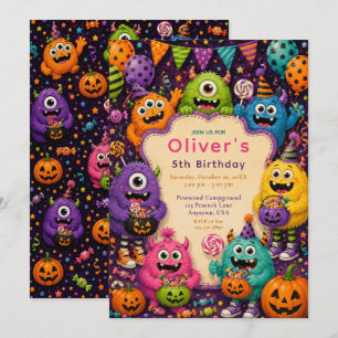 Invitation Anniversaire de monstre d'Halloween coloré