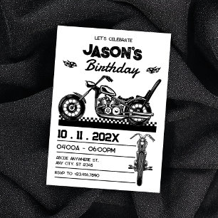 Invitation Anniversaire de motard de moto vintage