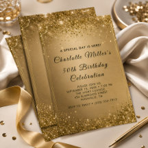 Anniversaire de Naissance Élégant Paillettes Dorée