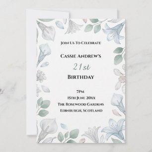 Invitation Anniversaire de naissance étape Bleu Gris Verdure