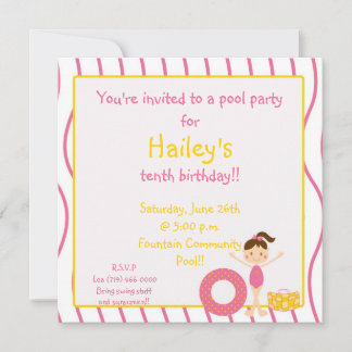 Invitation anniversaire de natation, Vous êtes invité à une p