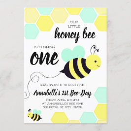 Invitation Anniversaire de neutre de genre d'abeille de miel