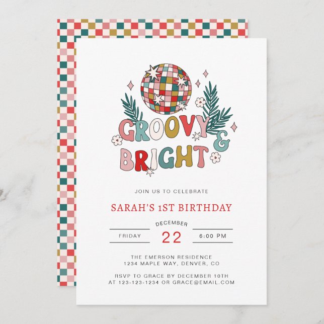 Invitation Anniversaire de Noël (Devant / Derrière)