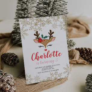 Invitation Anniversaire de Noël Reindeer