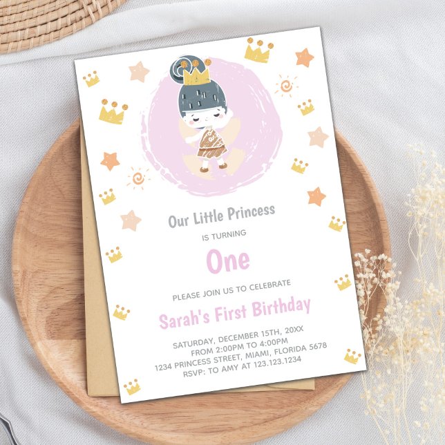 Invitation Anniversaire de "Notre petite princesse" personnal (Our Little Princess Birthday Invitations)