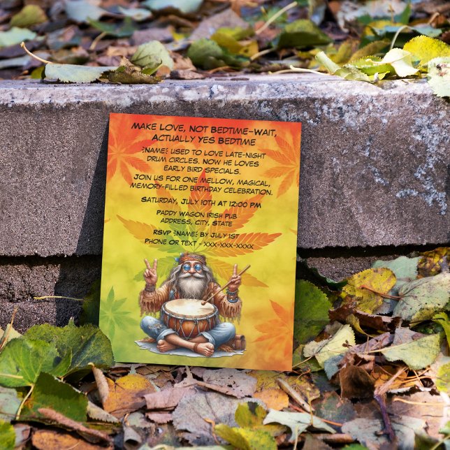 Invitation Anniversaire de Old Hippie Man (Créateur téléchargé)