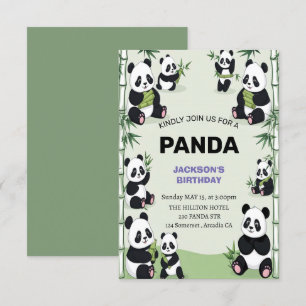 Invitation anniversaire de panda mignon et ludique