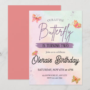 Invitation anniversaire de papillon rose