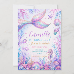 Invitation Anniversaire de Pastel Sirène sous la Mer