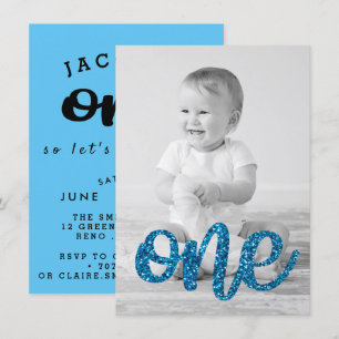 Invitation Anniversaire de photo bleue de parties