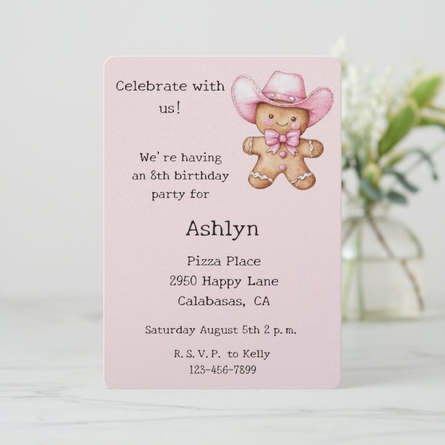 Invitation Anniversaire de Pink Cowgirl (Debout devant)