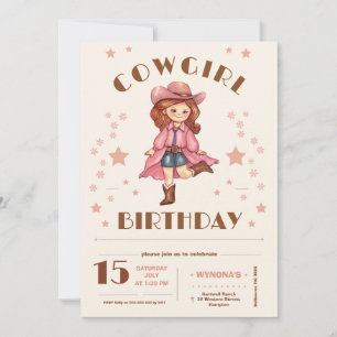 Invitation Anniversaire de Pink Cowgirl