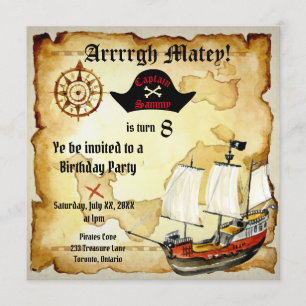 Invitation Anniversaire de Pirate Parrrty !
