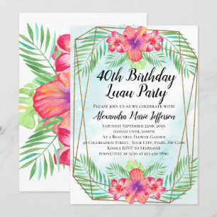 Invitation Anniversaire de plage tropicale de Luau de ketmie