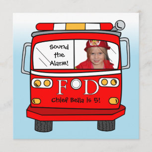 Invitation Anniversaire de pompier de photo de délivrance de