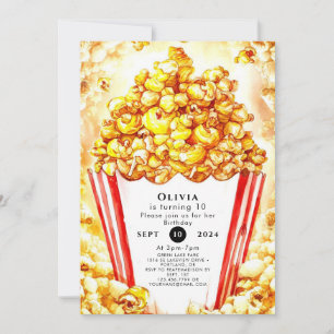 Invitation Anniversaire de Popcorn pour enfants magiques